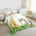 thumbnail image 3 of Feelyou Giraffe Elephant Animal Queen Comforter Set, Green Palm Leaf Bedding Sets, Woodland Wildlife Reversible Bedding Comforter Set, Ultra Soft Home Decor, 3-Piece, 3 of 8