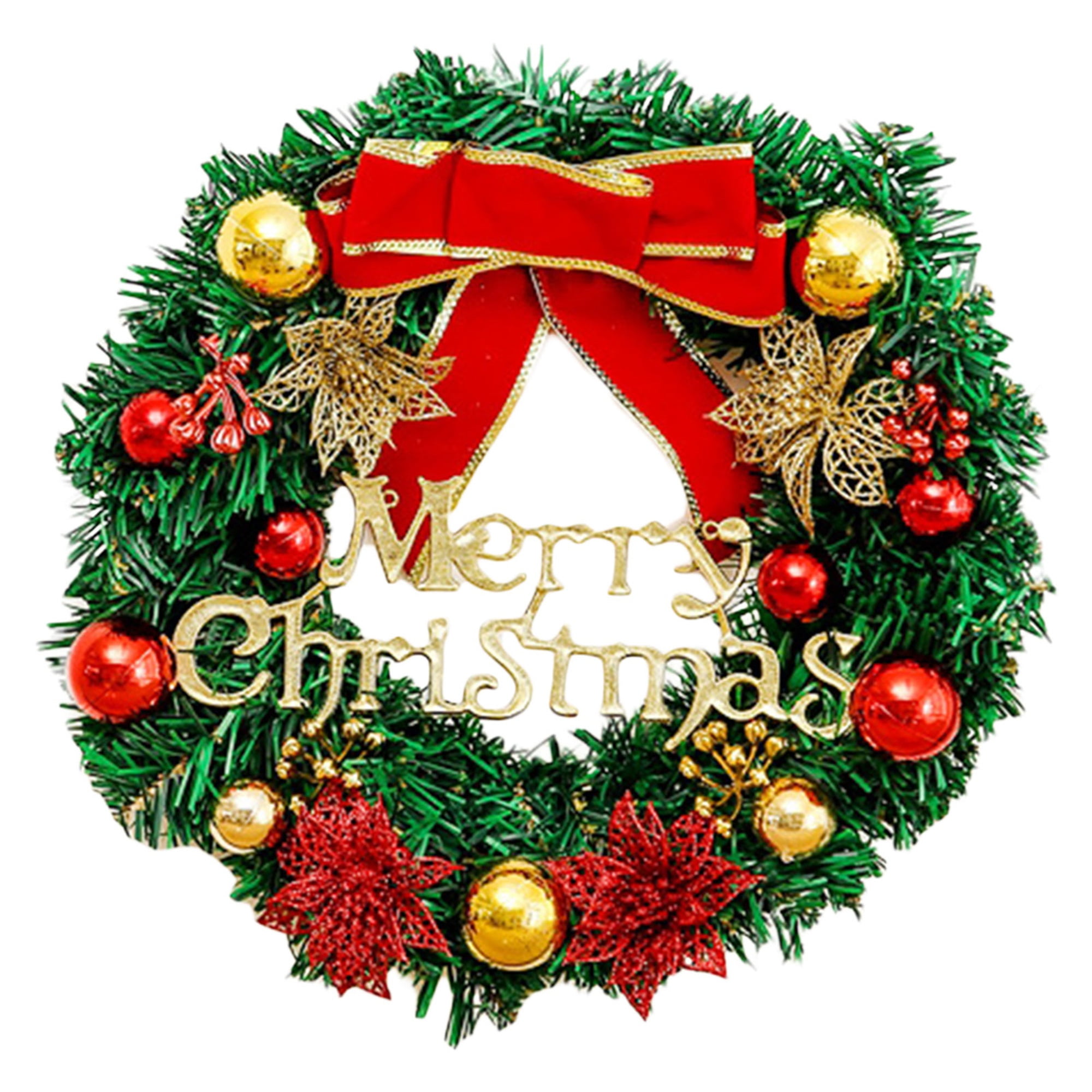 Christmas Wreath, Door Wreath Decoration Garland With Balls Handmade