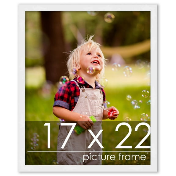 17x22 Frame White Wood Picture Frame - UV Acrylic, Foam Board Backing, & Hanging Hardware Included!