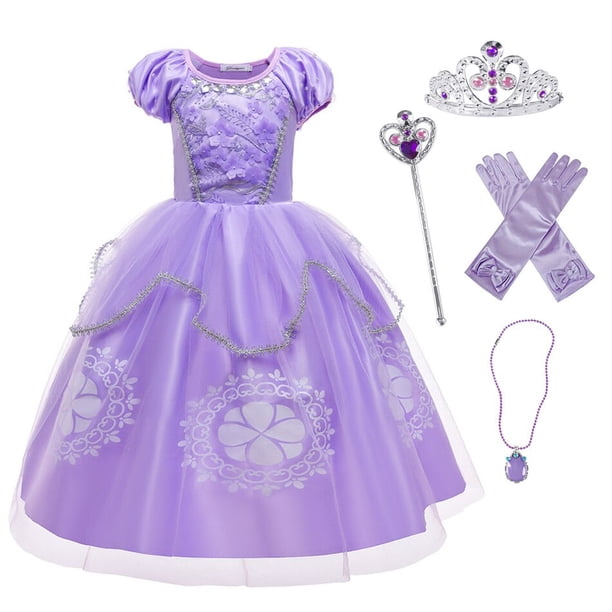 Disfraz de Sophia the First Anime para niños, vestido de princesa con apliques florales, vestido de baile, Carnaval, Sofía, Cosplay Fivean unisex