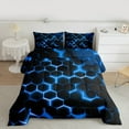 thumbnail image 2 of Manfei Geometric Hexagon King Size Comforter Sets,Minimalist Geometric Honeycomb Bedding Comforter Set,Black Blue Bedding Set For Kids Boys,Super Cozy Room Decor Reversible,3-Piece, 2 of 8