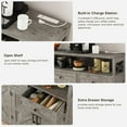 thumbnail image 6 of Vabches 51'' Large Sideboard Buffet Cabinet, Farmhouse Kitchen Buffet Cabinet with Charging Station, Storage Drawers and Adjustable Shelf, Wood Coffee Bar Cabinet for Living Room, 6 of 8