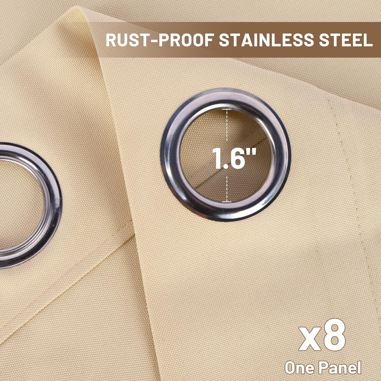 AMGO Brown Outdoor Patio Curtain - Waterproof, 54 W x 108 L inch, 1 Panel - Weatherproof Privacy for Porch, Deck & Backyard