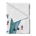 thumbnail image 2 of Narwhal Soft Flannel Fleece Throw Blanket, Colorful Narwhal Swimming with the School of Fish Unicorn of the Sea Inscription, Cozy Plush for Indoor and Outdoor Use, 70" x 90", Multicolor, by Ambesonne, 2 of 5