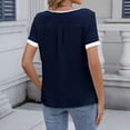 thumbnail image 4 of Gbsyewxs Womens Tops Short Sleeve V Neck Patchwork Breathable Summer T Shirts For Women Navy, 4 of 5