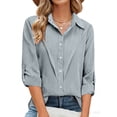thumbnail image 4 of Tauxra Blouse for Women, Lapel Long Sleeve Loose Fit Button Down Tunic Top in Breathable Imitation Linen for Summer and Casual Wear, 4 of 7