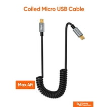 Max 4ft Micro USB to Micro USB Coiled Long Cable,CableCreation New Version Retractable Micro USB OTG Retractable Cord for Android Cellphone, DJI Spark,Digital Camera,Android Auto Car,Tablet