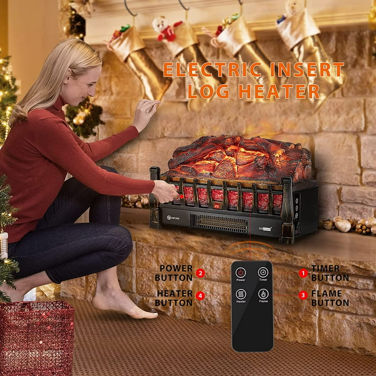 VIVOHOME 110V Electric Fireplace Insert Log Quartz Realistic Ember Bed Fan  Heater with Infrared Remote Controller Golden - Walmart.com