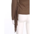 thumbnail image 6 of inhzoy Women's Fringe Trim Off Shoulder Long Sleeve Top Blouse Concert Cowgirl Disco Outfits Brown XL, 6 of 7