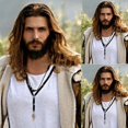 thumbnail image 1 of Mens Wavy Wigs Brown Curly Synthetic Hair Cosplay Party Wigs Fashion, 1 of 2