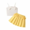 thumbnail image 2 of Placlothes Yellow Cotton Skirt and Cute Tops 2 Piece Outfit Sets for Little Girls Size 5T with Bow Summer Fall Birthday Skirt Outfits Kids, 2 of 8