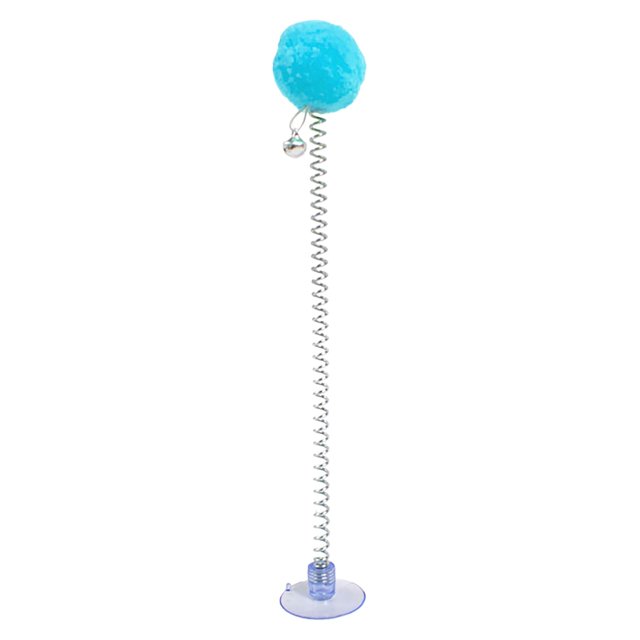 BINGLI Spring Cat Teaser Wand with Feather Plush Bar - 360° Flexible Interactive Cat Toy for Indoor Kittens, Durable Fishing Rod Design with Replaceable Bouncing Tail