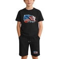 thumbnail image 2 of ITSAME Boys 4th of July Outfits 2-Piece Cotton American Flag Print T-Shirt and Shorts Casual Clothes Set Black Size 11, 2 of 9