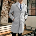thumbnail image 2 of Mens Trench Coat Slim Fit Notched Collar Jacket Fall Winter Wool Trench Coat Men Warm Soft Overcoat Windbreaker Casual Jacket, Z03 Grey, Size M, 2 of 5
