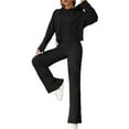 thumbnail image 1 of Gupgi Women Solid Color Tracksuit 2 Piece Spring Ribbed Outfits Short Hoodies Loose Pants, 1 of 6