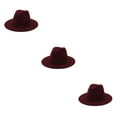 thumbnail image 4 of Qarigey Sombreros con hebilla de cinturón Invierno Moda Sólido Elegante Gorras de ala ancha Cálido Lana Hombres Boda al aire libre Vino rojo Type1 NO1, 4 of 6
