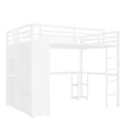 thumbnail image 3 of Bellemave Queen Size Loft Bed with Desk and Wardrobe, Metal Game Loft Beds Frame with Storage Shelves, Space Saving High Loft Bed with Hanging Rod for Bedroom(White), 3 of 8