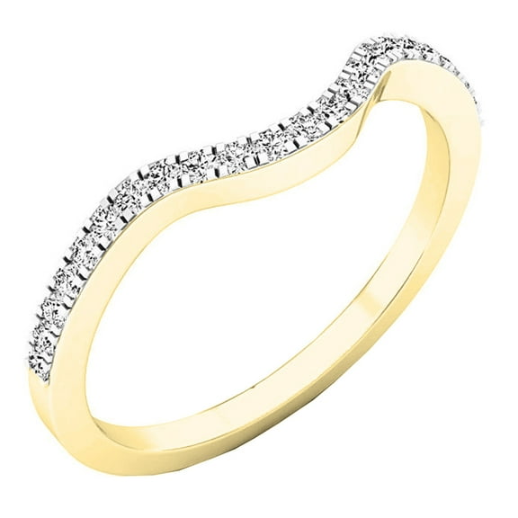 Dazzlingrock Collection 0.15 CT 10K Round White Diamond Ring Wedding Guard Band, Yellow Gold, Size 4