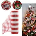 thumbnail image 2 of Christmas Mesh Ribbon 10 Inch x 10 Yards Red/Red White Stripe Metallic Foil Mesh Ribbon Roll for Wreaths Swags Crafts Christmas Tree Holiday Home Decor, 2 of 7