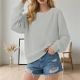 thumbnail image 4 of Lightweight Fall Basic Sweatshirts for Women 2025 Long Sleeve Crewneck Relaxed Fit Plain Sweatshirt Pullover Tops, 4 of 5