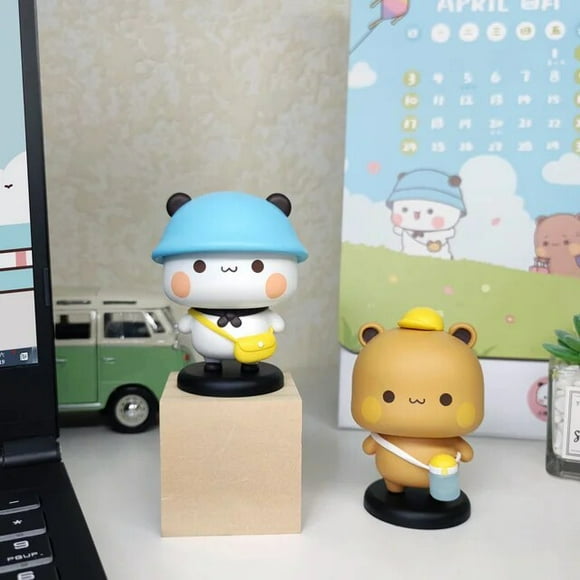 2pcs Panda Bubu Dudu Mitao Cat Figure Anime Model Collectible Cute Action Kawaii Bear Toy Doll Ornament Home Deroc Birthday Gift