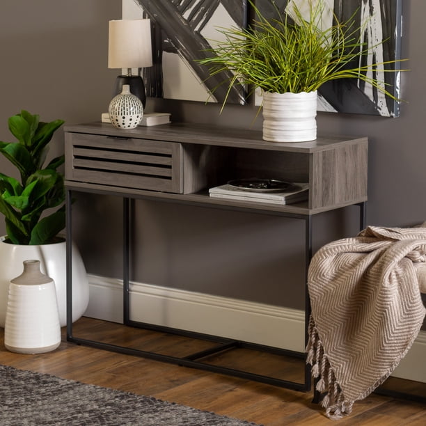 Manor Park Niantic Modern Slat Door Entry Table, Slate Grey - Walmart.com