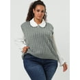 thumbnail image 4 of Suéteres de talgrande pamujer Chaleco con cuello en V Cable Estilo de muy buen gusto Jersey sin mangas Suéter Chalecos gris 4X, 4 of 6