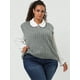 thumbnail image 4 of Suéteres de talgrande pamujer Chaleco con cuello en V Cable Estilo de muy buen gusto Jersey sin mangas Suéter Chalecos gris 1X, 4 of 6