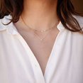 thumbnail image 4 of Collares de diamantes para mujer, collar de oro delicado chapado en oro de 14 quilates, collar de lariat largo y simple, collares de gargantilla de diamantes CZ dorados para mujer, collar de oro de m JAMW Sencillez, 4 of 4