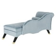 thumbnail image 5 of SAFAVIEH Caiden Retro Chic Velvet Chaise with Pillow, Slate Blue/Espresso, 5 of 9