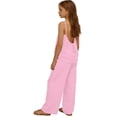 thumbnail image 5 of ZHAGHMIN Teen Girls Two Piece Linen Set Sleeveless Cotton Linen Camisole Top Baggy Wide Leg Flowy Palazzo Pants Summer Outfits for Kids Tween Sizes 4-14, 5 of 5