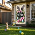 thumbnail image 4 of Pastel Easter Door Banner with Cute Bunny & Colorful Eggs - Delicate Spring Floral Blue Bow Design for Home, Porch, Entryway & Party Decor, Festive Easter Holiday Decoration, 71*35in, A, 4 of 6