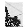 thumbnail image 2 of Eat Dessert First Soft Flannel Fleece Blanket, Life is Uncertain Happy Food Themed Typography on Abstract Cake, Cozy Plush for Indoor and Outdoor Use, 70" x 90", Charcoal Grey White, by Ambesonne, 2 of 5