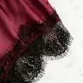 thumbnail image 4 of MOJOGO Lace Romper for Women Satin Deep V High Cut Sleep Bodysuit Soft Thin Strap Nightwear Wine L, 4 of 5