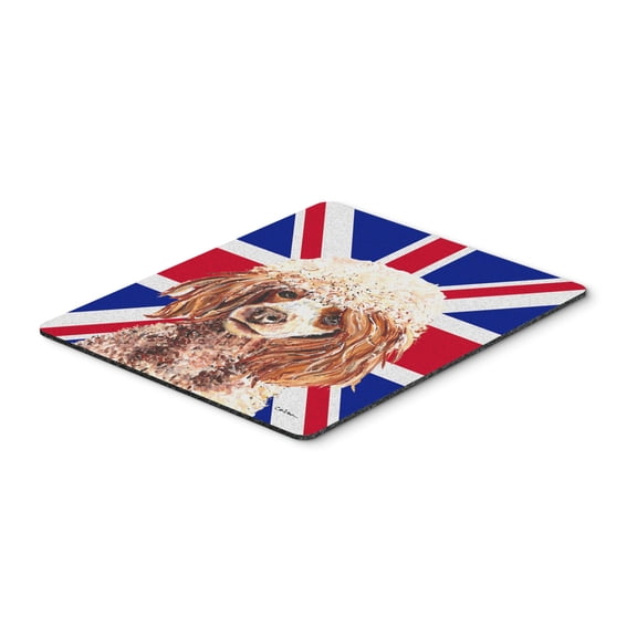 "Red Miniature Poodle with English Union Jack British Flag Mouse Pad Hot Pad or Trivet"