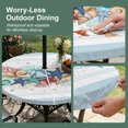 thumbnail image 5 of Round Outdoor Tablecloth with Umbrella Hole and Zipper, Sky Blue Ocean Starfish Tablecloth with Elastic Waterproof, Summer Coastal Coral Conch Patio Table Covers for 55" - 60" Picnic Pool Tables, 5 of 9