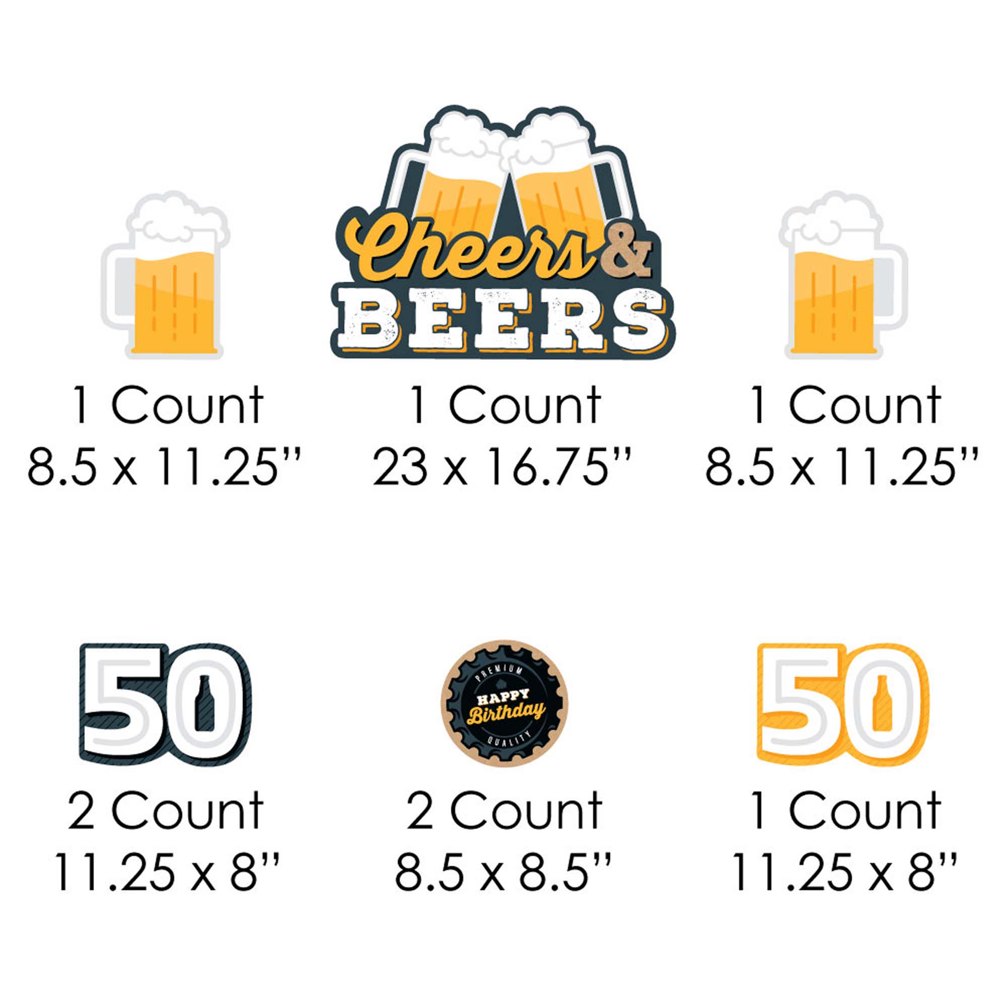 Big Dot of Happiness Cheers and Beers to 50 Years - Yard Sign and Outdoor Lawn Decorations - 50th Birthday Party Yard Signs - Set of 8