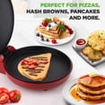 thumbnail image 4 of NutriChef Countertop Pizza Maker | 1500W Non-Stick Electric Pizza Cooker | Make 12" Personal Pizzas, Eggs, Toast & More | Cool-Touch Handles, Compact & Space-Saving | Temp Range 175-400°F | Red, 4 of 5