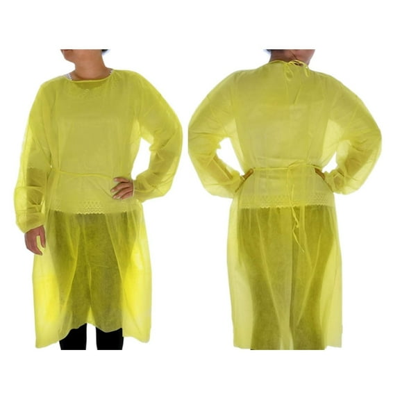 Yellow Isolation Gown – 50 Count of Disposable Medical Gowns, Blue Latex-Free, Perfect for Hospitals, Medical Facilities, and Physicians’ Offices (Case of 50)