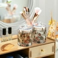 thumbnail image 3 of Yayeee 4 Pack Qtip Holder Bathroom Cotton Swab Canister with Lid Clear Dispenser Set, Red Mountain Pattern, 3 of 6