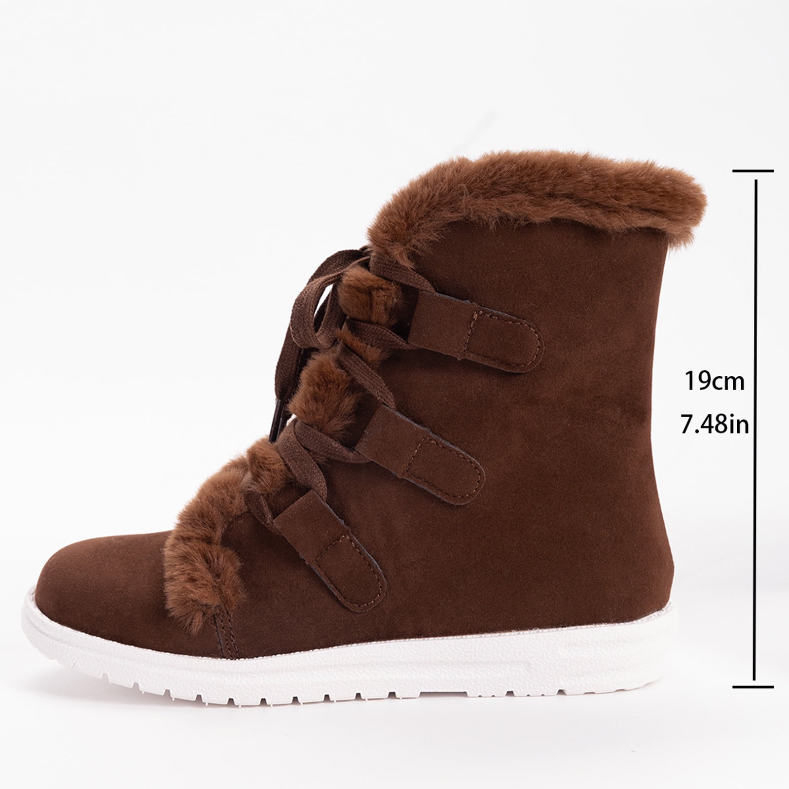Aueoeo Womens Suede Snow Boots Mid-Calf Winter Shoes Warm Furs