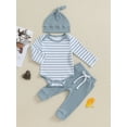 thumbnail image 2 of Suealasg Baby Boys Girls Fall Outfits 3M 6M 9M 12M 18M Newborn Long Sleeve Crew Neck Striped Romper Long Pants 2PCS Casual Autumn Set Clothes for Toddler Boys Girls, 2 of 9