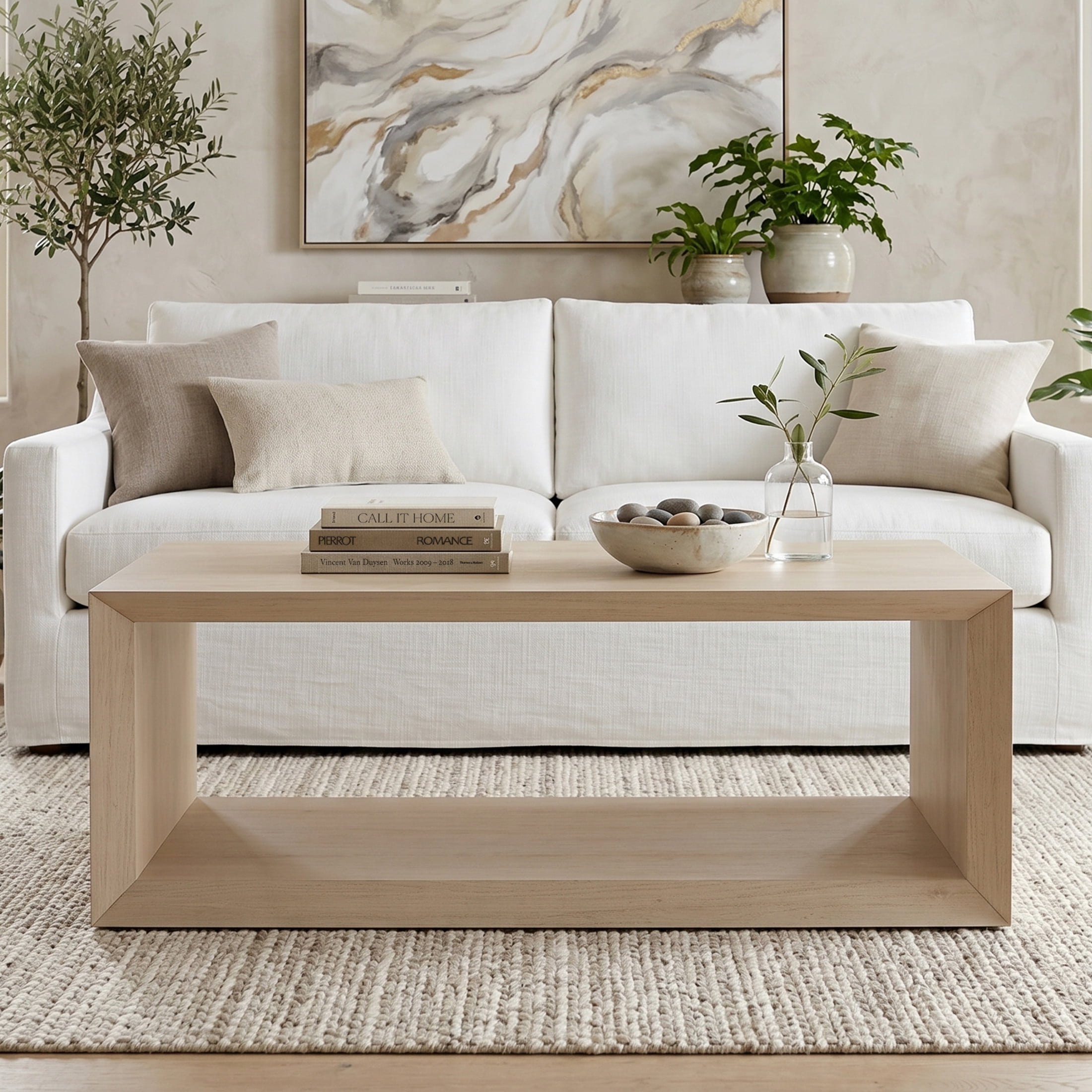 Evelyn&Zoe Osmond 48" Wide Rectangular Coffee Table, Alder White