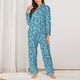 thumbnail image 2 of Balery Beautiful Floral Conjunto de Pijama con Estampado para Mujer, Conjunto de Dos Piezas con Manga Larga, Ropa de Dormir Suave con Bolsillos, Pijamas Cómodos-Large, 2 of 7