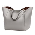 thumbnail image 1 of Bolso de mano clásico de cuero PU para mujer, bolsa de mano de gran capacidad, con asa superior, 2 piezas, 1 of 6