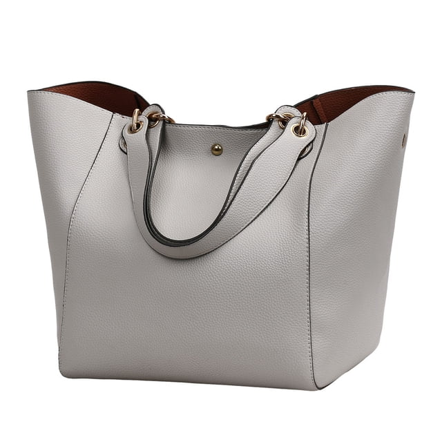 Bolso de mano clásico de cuero PU para mujer, bolsa de mano de gran capacidad, con asa superior, 2 piezas