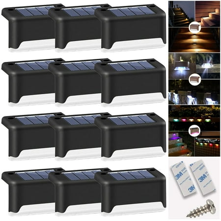 

12-Pack Fence Lights Solar Deck Lights Outdoor Waterproof LED Solar Step Lights Solar Stair Lights for Stair Patio Yard Driveway Porch Front Door Sidewalk