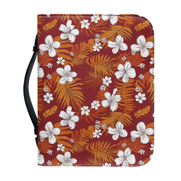 HELLHERO Tropical Floral Bible Cover for Outdoor Outdoor Study, Large Capacity Church Bible Bag PU Leather Protective Bible Cover Book Holder Case