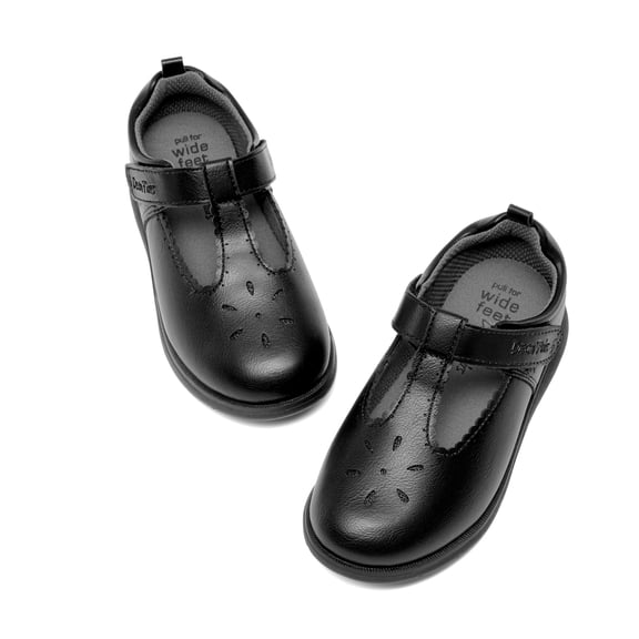DREAM PAIRS Toddler Girls' Mary Jane School Dress Shoes with Dual Removable Insoles, Wide Fit & Hook-and-Loop Straps