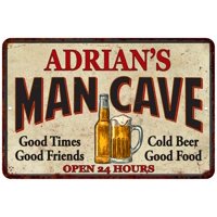 ADRIAN'S Man Cave Chic Sign Vintage Wall Décor 8x12 Metal Sign G8120011230